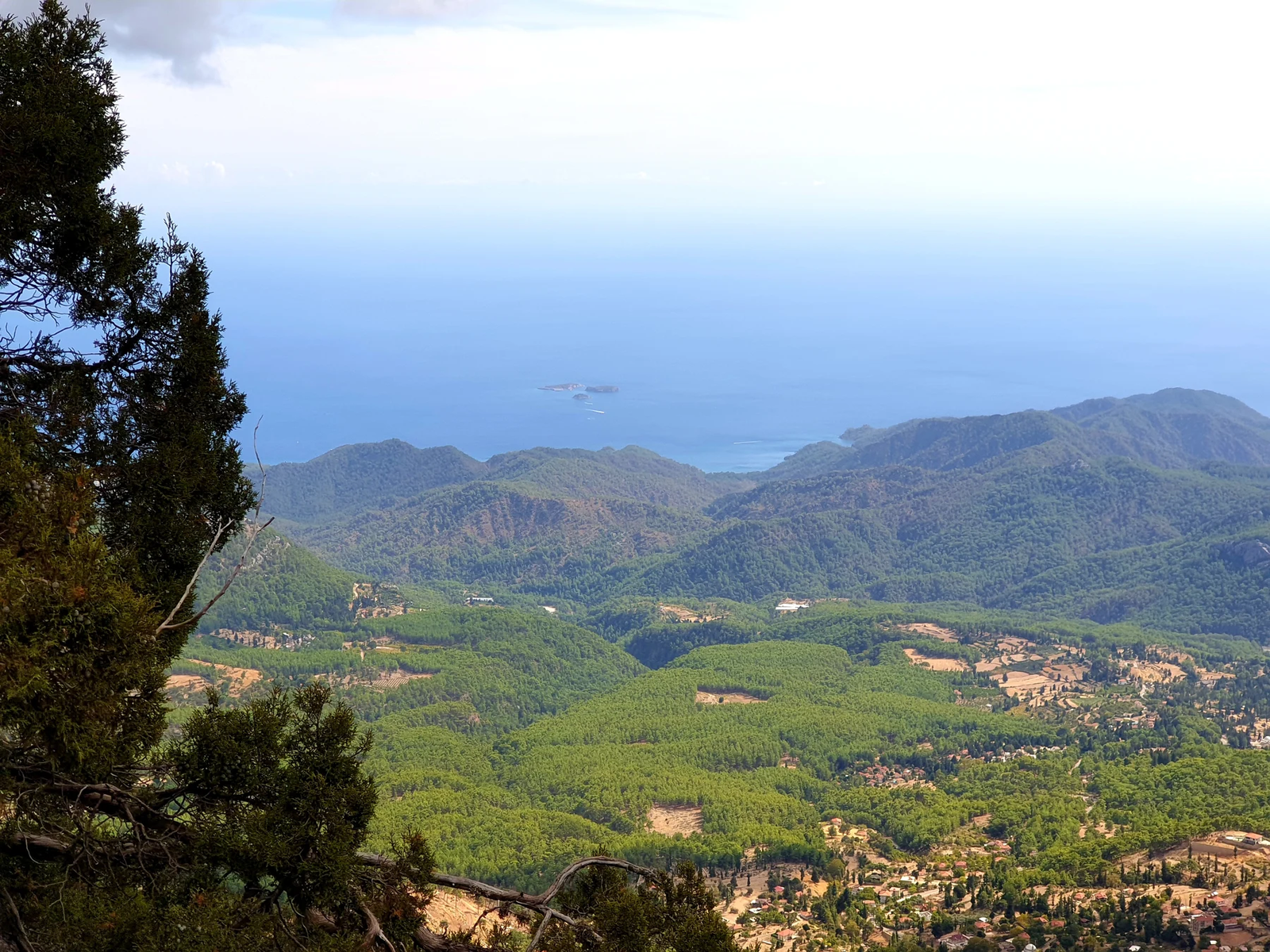 Vue sur les versants boisés et la mer