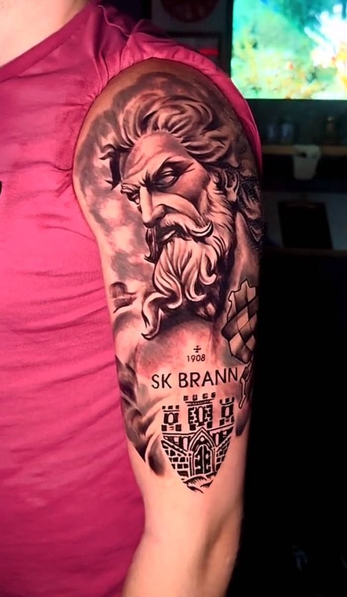 Bearded figure in a large arm composition