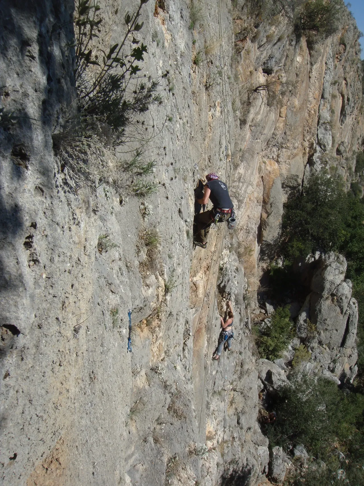 Two climbers on a steep rock face, photographed for the personal Erendiz image archive.
