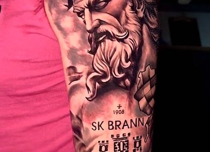 Bearded figure in a large arm composition