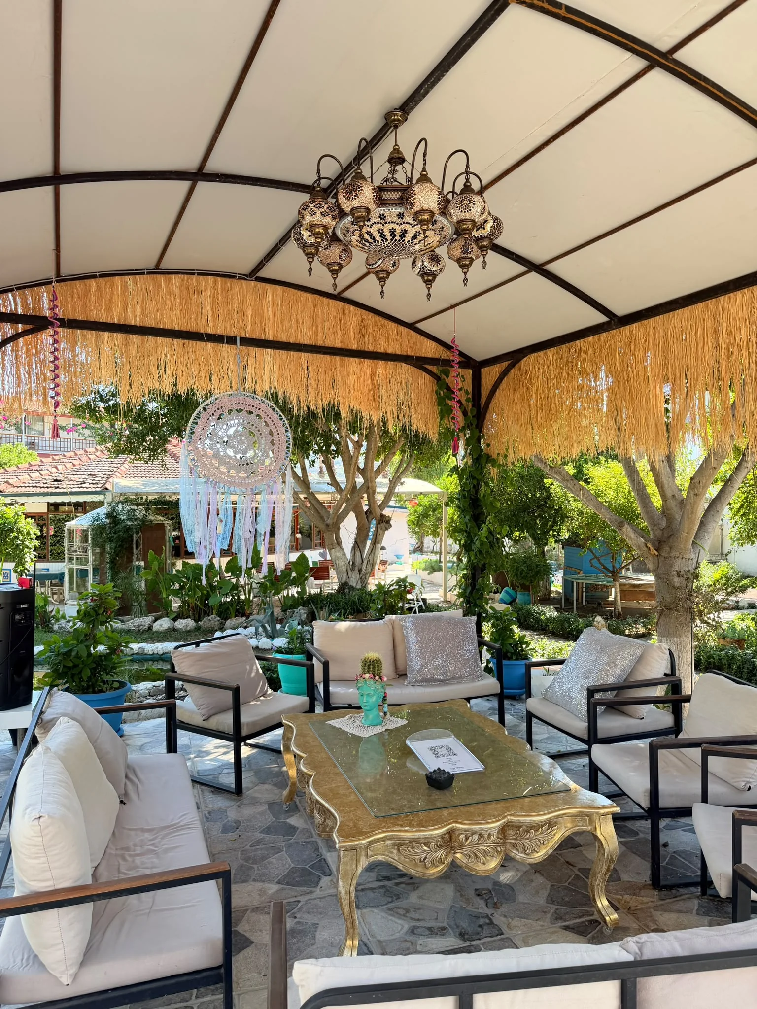 Covered garden seating