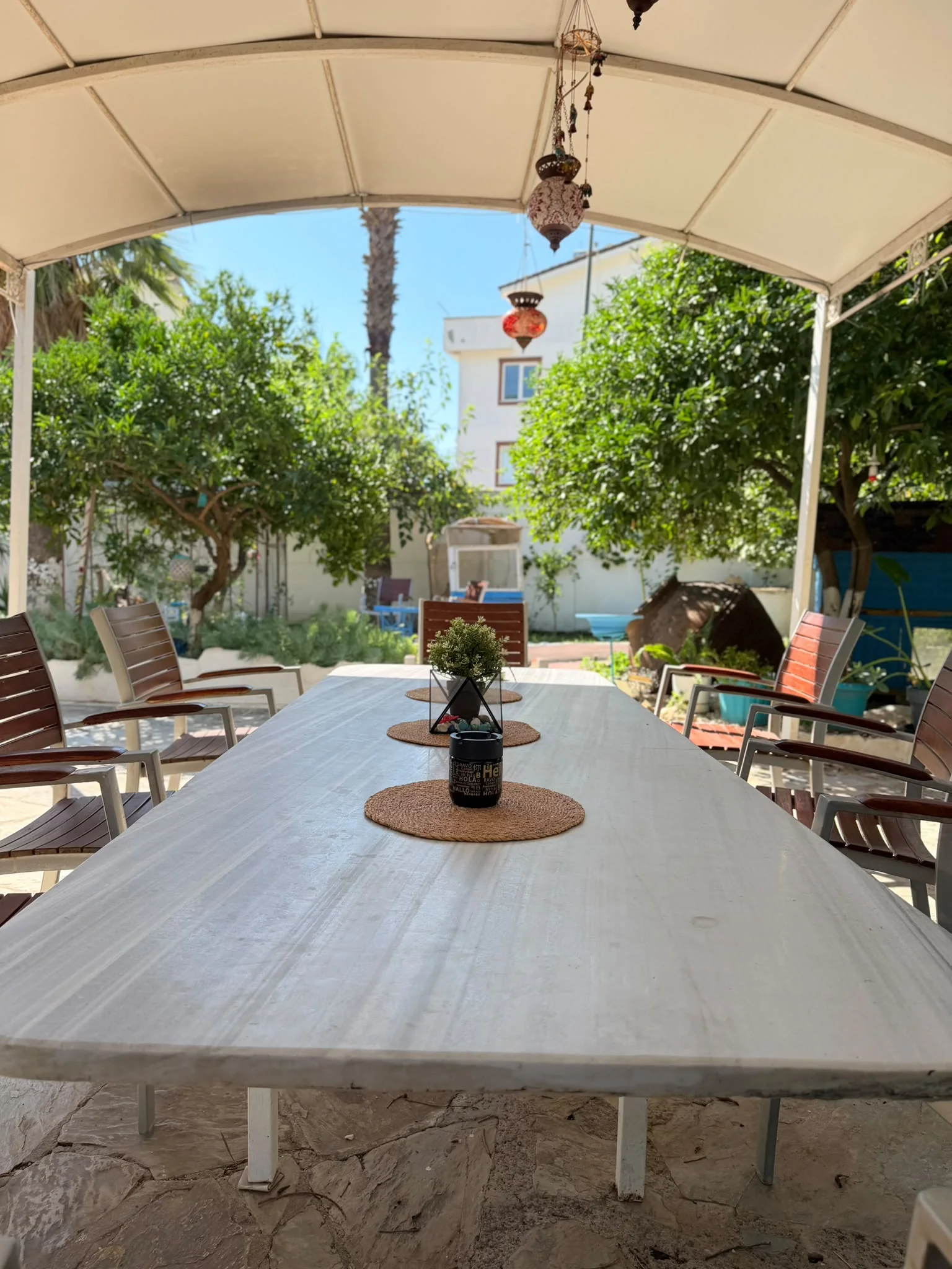 A table in the shade