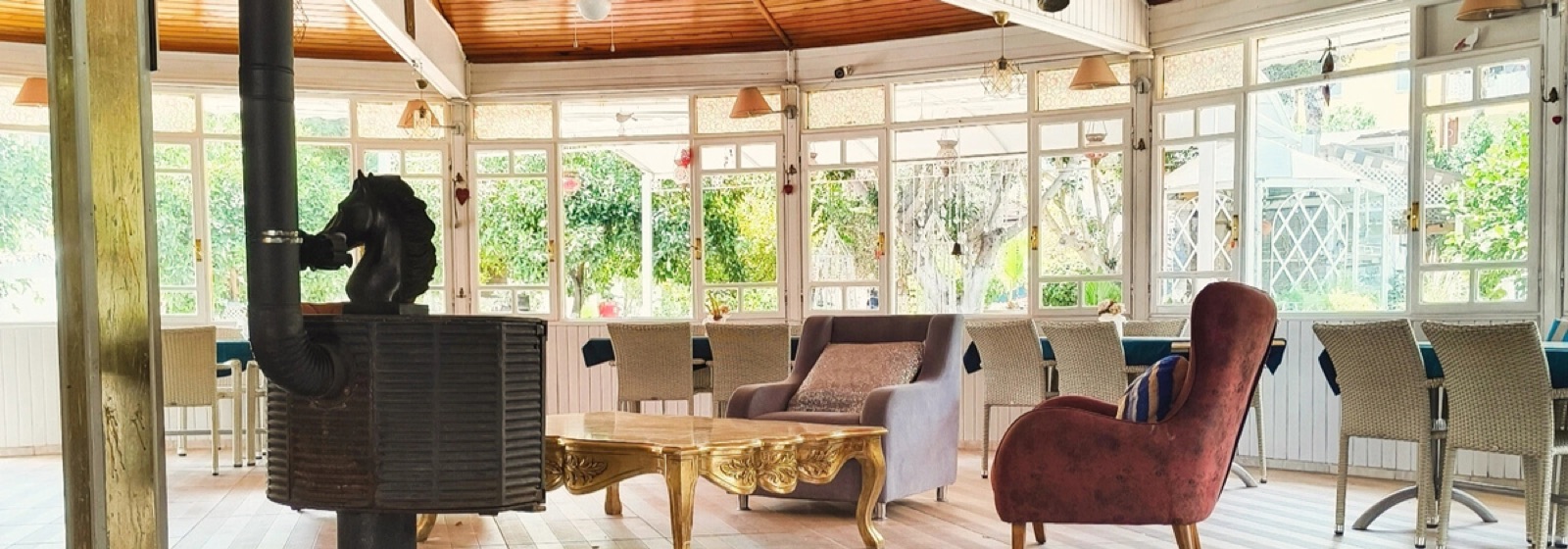 Restaurant with Erendiz character and garden atmosphere