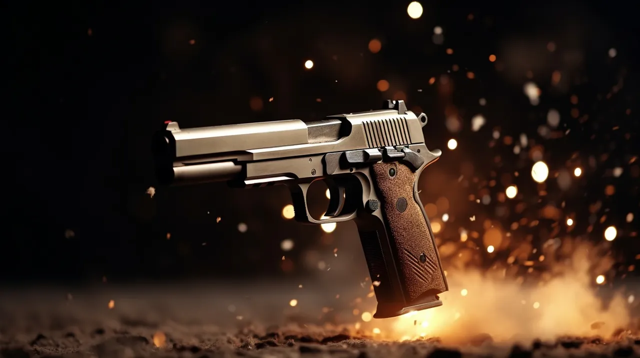 Gros plan illustratif d’un pistolet sur fond sombre.